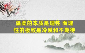 温柔的本质是理性 而理性的极致是冷漠和不期待